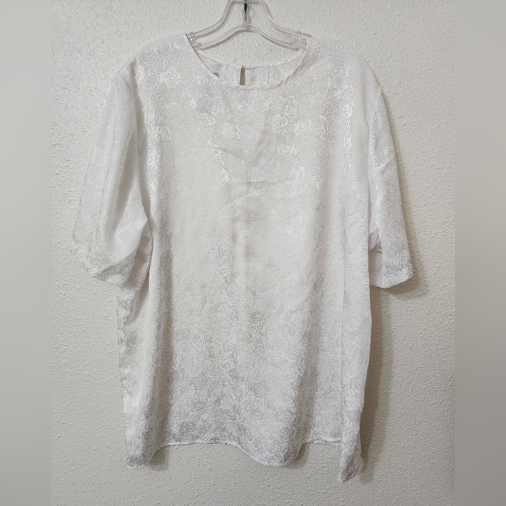 Worthington Essentials Woman White Floral Blouse 22W